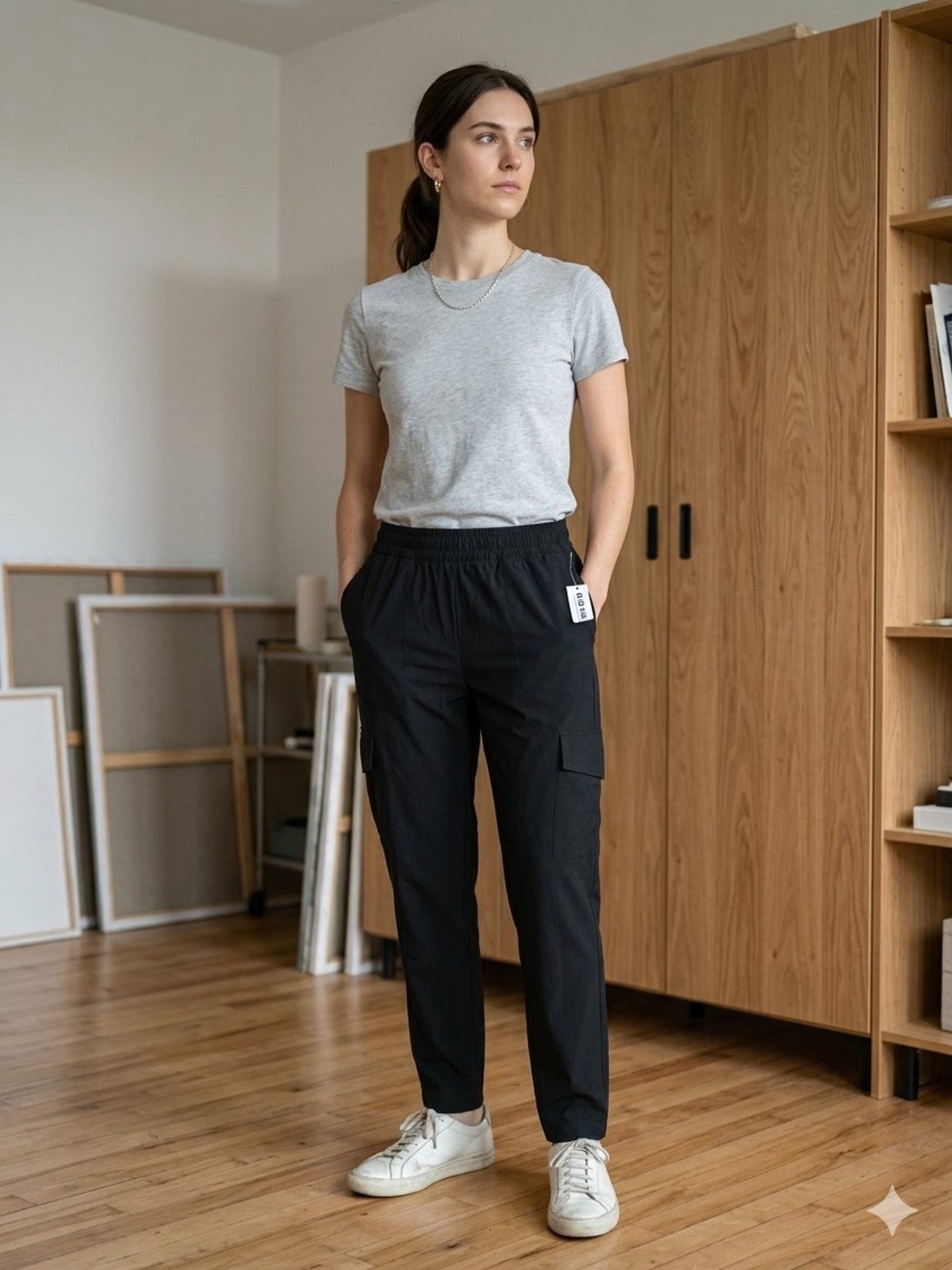 Old Navy Black Women’s Cargo Pants with Elastic Waist